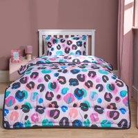 OHS Coverless 10.5 Tog Duvet Set Leopard Kids Quilt Bedding Pillowcase in Pink | Size: Single