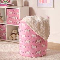 OHS Kids Laundry Basket Clothes Shoe Storage Toy Organiser Pop Up, Unicorn - Pink