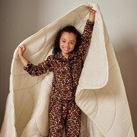 OHS Mini Me Leopard Button Through Kids Pyjama Set in Natural | Size: 5-6 Years