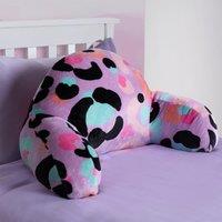 OHS Leopard Print Kids Cuddle Cushion Fleece Reading Pillow, Lilac Purple