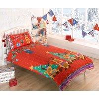 Rapport Home Rudolf Reindeer Kids Duvet Cover Set with Pillowcase in Red | Size: Single
