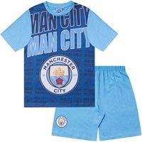 Manchester City FC Boy's Kids Short Pyjama Set in Navy | Size: 8-9 Years