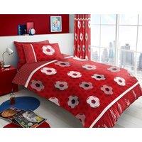 Smart Living Kids Printed Polycotton Duvet Cover Set Or Fitted Sheet Set - Football Goals in Red | Size: Double Fitted