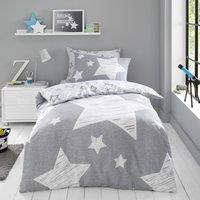 Smart Living Kids Printed Polycotton Duvet Cover or Fitted Sheet With Pillowcases - Superstar in Grey | Size: Double Fitted