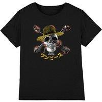 One Piece Straw Hat Jolly Roger Kids T-Shirt Black | Size: 7-8 Years