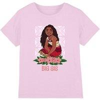 Moana Girl's Big Sis T-Shirt Light Pink | Size: 7-8 Years