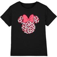 Minnie Mouse Girl's Valentine'S Day Heart Ears Silhouette T-Shirt Black | Size: 12-13 Years