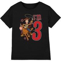 Toy Story Birthday Woody I'M 3 Kids T-Shirt Black | Size: 5-6 Years