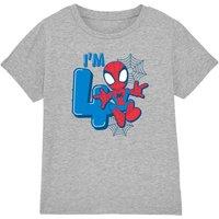 Spider Man Cute Spidey Birthday 4 Kids T-Shirt Light Grey | Size: 3-4 Years