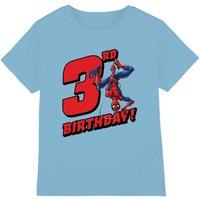 Spider Man Birthday 3 Kids T-Shirt Light Blue | Size: 7-8 Years
