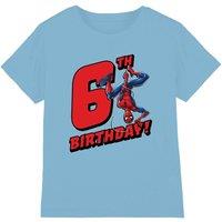Spider Man Birthday 6 Kids T-Shirt Light Blue | Size: 3-4 Years