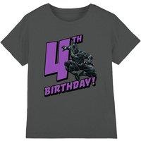 Black Panther Birthday 4 Kids T-Shirt Charcoal | Size: 5-6 Years