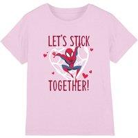 Spider Man Valentine'S Day Stick Together Kids T-Shirt Pink | Size: 7-8 Years