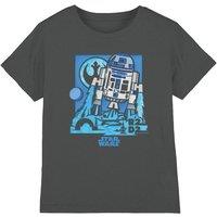 Star Wars Papercut R2D2 Kids T-Shirt Charcoal | Size: 12-13 Years