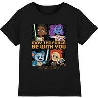 Star Wars Young Jedi Adventure Among The Stars Kids T-Shirt Black | Size: 7-8 Years
