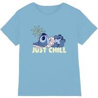 Disney Lilo&Stitch Just Chill Kids T-Shirt, Sky Blue in Baby Blue | Size: 5-6 Years