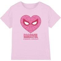 Marvel Girl's Comics Spiderman Heart T-Shirt, Light Pink | Size: 12-13 Years