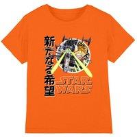 Star Wars Anakin Manga X-Wing Fighter Pilot Fight Kids T-Shirt, Orange | Size: 12-13 Years