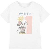Disney Girl's Minnie Mouse No.1 Dad Watercolour Girls T-Shirt, White | Size: 5-6 Years