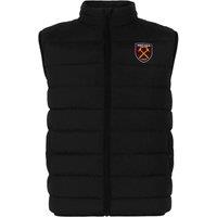 West Ham United FC Boy's Kids Padded Gilet Body Warmer in Black | Size: 12-13 Years