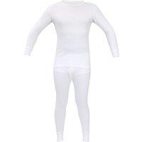 Britwear Kids Thermal Underwear Set Long John Bottom & Long Sleeve Top in White | Size: 12-13 Years