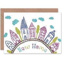 Artery8 Moving House Kids Drawing City Clouds New Home Card
