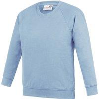 AWDis Academy Crew Neck Raglan School Sweatshirt in Baby Blue | Size: 9-10 Years