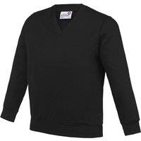 AWDis Academy V Neck School Jumper Sweatshirt in Black | Size: 3-4 Years