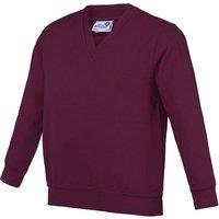 AWDis Academy V Neck School Jumper Sweatshirt in Burgundy | Size: 3-4 Years