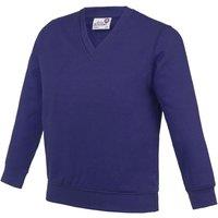 AWDis Academy V Neck School Jumper Sweatshirt in Purple | Size: 3-4 Years