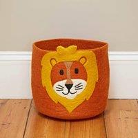 Paper High Felt Handmade Kids Lion Storage Basket in Orange