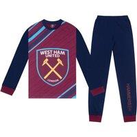 West Ham United FC Boy's Kids Sublimation Long Pyjamas in Navy | Size: 9-10 Years