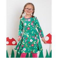 Toby Tiger Girl's Forest Adventure Print Skater Dress in Green | Size: 12-18 m