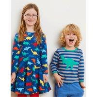 Toby Tiger Girl's Rainbow Dinosaur Print Skater Dress | Size: 18-24 m