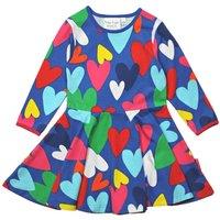Toby Tiger Girl's Heart Print Long-Sleeved Skater Dress | Size: 12-18 m