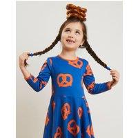 Toby Tiger Girl's Pretzel Print Skater Dress in Blue | Size: 2-3 Years