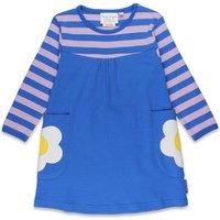 Toby Tiger Girl's Blue Daisy Applique Long-Sleeved Dress in Purple | Size: 4-5 Years