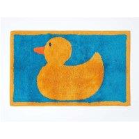 Homescapes Rubber Duck Bath Mat Soft, Absorbent & Non-Slip for Kids in Blue