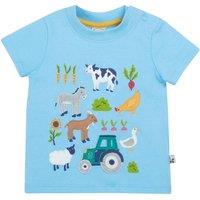 Frugi Boy's Little Creature Applique T-shirt in Blue | Size: 0-3 m