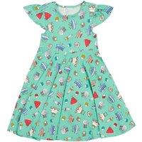 Frugi Girl's Morwenna Skater Dress in Green | Size: 7-8 Years