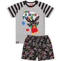 Bing Bunny Boy's Short Sleeve Short Leg Pyjama Set | Grey | Official Merch | Size: 18-24 m