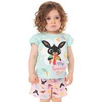 Bing Bunny Girl's Short Sleeve Short Leg Pyjama Set | Blue | Official Merch | Size: 18-24 m