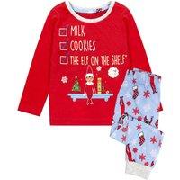 The Elf On The Shelf Long Sleeve Long Leg Pyjama Set | Unisex Kids in Red | Size: 3-4 Years