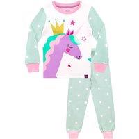 Harry Bear Girl's Unicorn Crown Cosy Snuggle Fit Pyjamas in Green | Size: 3-4 Years