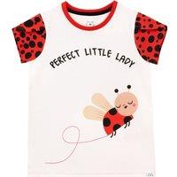 Harry Bear Girl's Perfect Little Lady Ladybird T-Shirt in White | Size: 5-6 Years