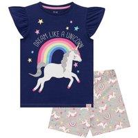 Harry Bear Girl's Dream Like A Unicorn Short Pyjamas in Grey | Size: 5-6 Years