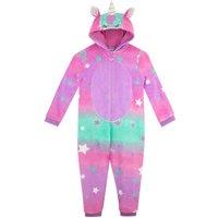 Harry Bear Girl's Star Unicorn Onesie Fleece All in One in Pink | Size: 5-6 Years