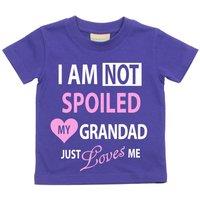 60 SECOND MAKEOVER Girl's Purple I'm Not Spoiled My Grandad Just Loves Me Girls T-Shirt | Size: 3-4 Years