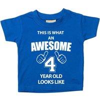 60 SECOND MAKEOVER This Is What An Awesome 4 Year Old Looks Like T-Shirt in Blue | Size: 5-6 Years