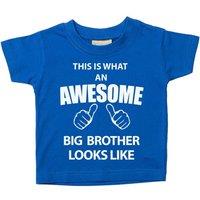 60 SECOND MAKEOVER Boy's This is What An Awesome Big Brother Looks Like T-Shirt in Blue | Size: 7-8 Years